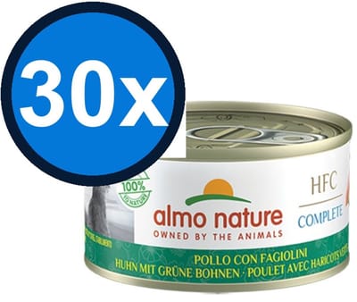 30x Almo Nature HFC Complete - Kip & Groene Bonen - Graanvrij Kattenvoer - 70g