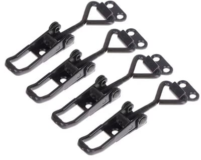 TLVX 4 stuks Sterke en Stelbare Zwarte Spansluiting 30x125mm – Klemsluiting – Tuimelklem – Kistsluiting – Gesp Sluiting Black – Meubelslot – Tuimelvergrendeling – Veilig en snel afsluiten van Kisten, Lades en Deuren