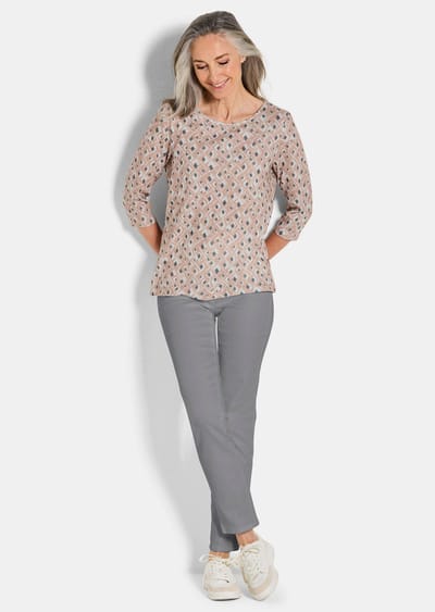 Gedessineerd shirt van zachte jersey - beige / gedess. - Gr. 38 van Goldner Fashion