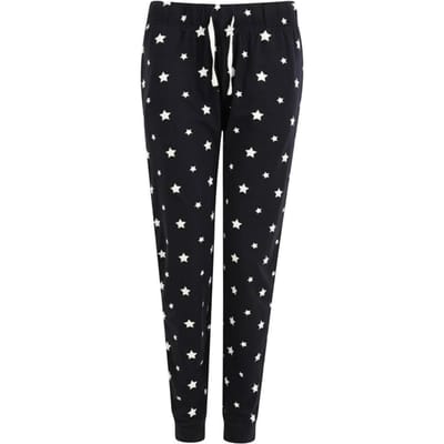 SF Women Dames/Dames Sterren Pyjamabroek met Manchet (Marine / Wit)