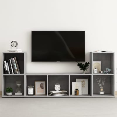 vidaXL - 3-delige - Tv-meubelset - bewerkt - hout - betongrijs
