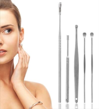 *** 5 stuks RVS Oorsmeer Verwijderaar Oorreiniger - Oorhygiene set - Ear Cleaner - van Heble® ***
