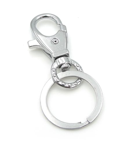 Sleutelhanger - musketonhaak - metaal - zilverkleurig - sleutelring - 7 cm