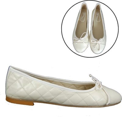 Stravers - Creme Leren Ballerina's Maat 43 Dames Grote Maten Elegante Platte Damesschoenen