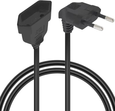 Stroomverlengkabel Hoek - Haakse Kabel - Apparaten Aansluiten - 90 Graden Stekker - Meerdere Lengtes - Zwart