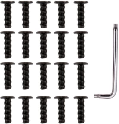 Dailygoods- Platte Kopschroeven 20 Stuks - M5 x 20 mm - Roestvrij Staal A2 V2A - Zwarte Oxide Afwerking - T25 Sleutel - Corrosiebestendig - Schroeven