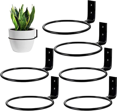 Plantenstandaard - Bloempotstandaard - Vouwbare Muurbeugel voor Bloempot - 17,5 cm Metalen Bloempothouder - Wandring voor Bloempotten - Voor Huis, Tuin, Balkon - Zwart - 6 stuks
