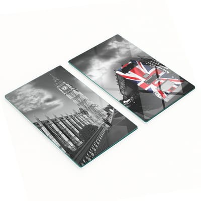 Decoratieve glazen serveerplanken met Big Ben-busmotief, 2x30x52 cm