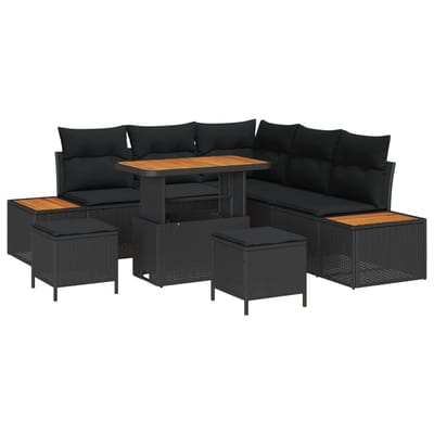 vidaXL - Tuinbank - Set - 8 - st - 7-Aantal - zitplaatsen - Zwart
