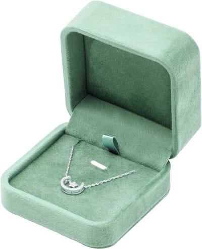 Luxe FluWelen Cadeaudoos voor Ketting en Sieraad - Sage Groen