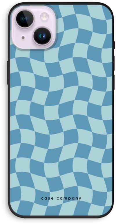Case Company® - Hoesje geschikt voor iPhone 14 Plus hoesje - Grid Blauw - Biologisch Afbreekbaar Telefoonhoesje - Bescherming alle Kanten en Schermrand