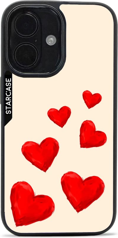 iPhone 16 hoesje - magsafe hoesje / Starcase Off White Hearts - Harten / iPhone hoesje met Magsafe - Compact Case