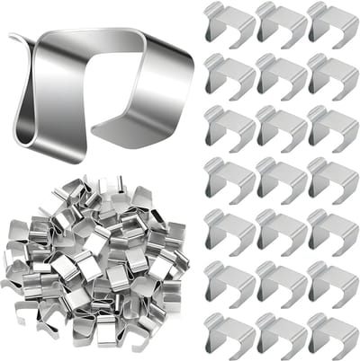 Ynkkvre - 100 stuks - Kerstverlichtingsdakhaken - Kerstverlichtingsclips - Kerstverlichtingsmeterhangers, geschikt voor kerstverlichting buiten, keukenverlichting, enz. - Metalen kabelclips van roestvrij staal met clip - Kabelclip