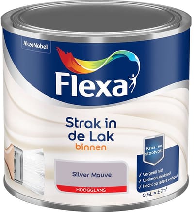Flexa - Strak In De Lak Binnenlak Hoogglans - Silver Mauve - Mengverf - 500 Ml