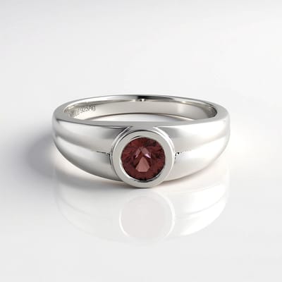 Cavill - Zilveren Damesring Platina Verguld - 1,06 ct Roze Zirkoon Ronde Briljant - Elegante Ring met Kraagzetting - Moderne Zilveren Ring