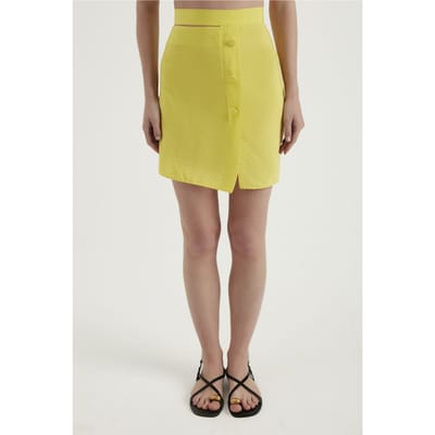 Hoge Taille Mini Rok met Zijknopjes