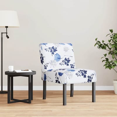 vidaXL - Stoel - gebloemd - stof - blauw