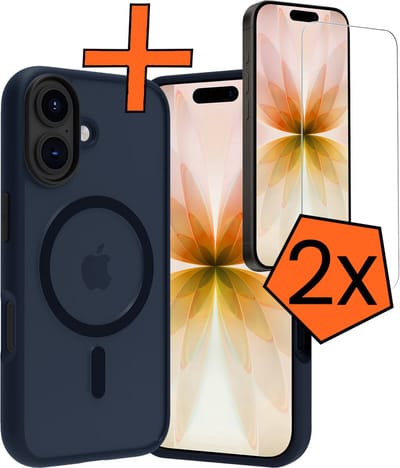 Hoes - Met 2x Screenprotector - Geschikt voor Apple iPhone 17 - Magsafe Compatible - Sterk & Shockproof - Back Cover - Shock Proof Case - Telefoon Hoes - Donkerblauw