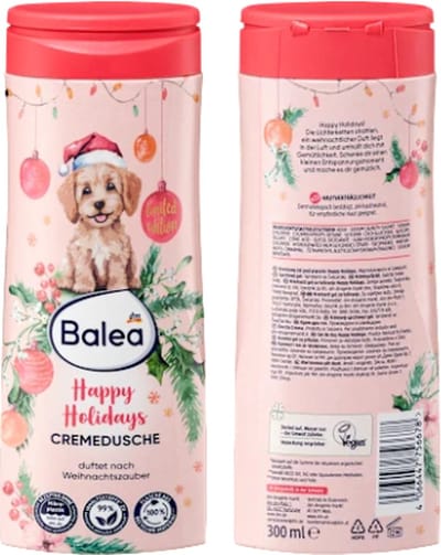 Winter Douchegel Happy Holidays - Balea Douchegel | 1x 300 ml | pH-neutrale Douchegel - Verzachtende douchegel met Kerstgeur | Limited Edition 2024