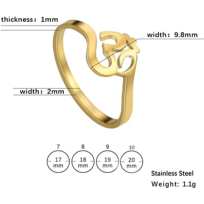 LIKGREAT Boeddhisme Indiase Yoga Om Symbool Ringen voor Vrouwen Mannen Roestvrij Staal Bovennatuurlijk Talisman Amulet Religieuze Sieraden Cadeau 10