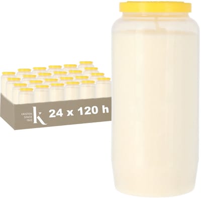 Kristen Kaars 5 Dagen Wit – Kaarsen – 24 Stuks – Herdenkingslicht – Grafkaars – Brandduur 120 Uur – Voor Binnen en Buiten