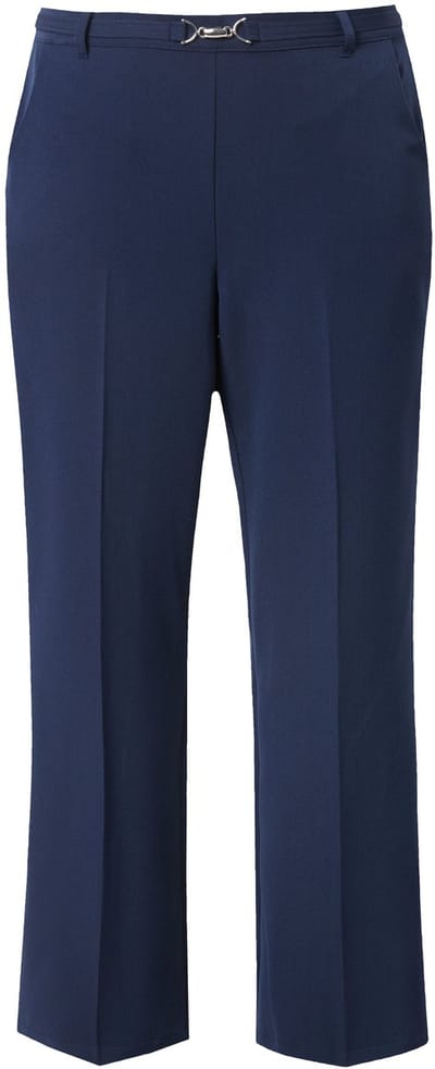 MIAMODA - Dames - Businessbroek rechte pijp sierceintuur met sluiting - Donkerblauw - Maat 46