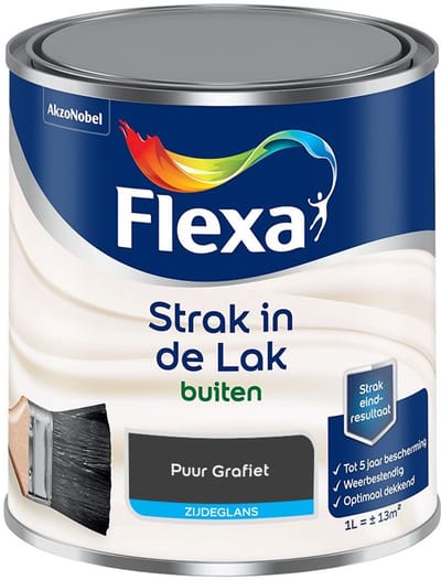 Flexa - Strak In De Lak Buitenlak Zijdeglans - Puur Grafiet - Mengverf - 1 L