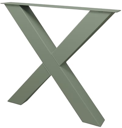 FLE - Premium stalen X tafelpoot 76 bij 10 cm en hoogte 72 cm cementgrijze poedercoating (koker 10 x 10 cm)