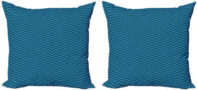 ABAKUHAUS Kussenhoesenset – Marineblauw/Donkerblauw, Zigzag, 40x40 cm, 2-delig