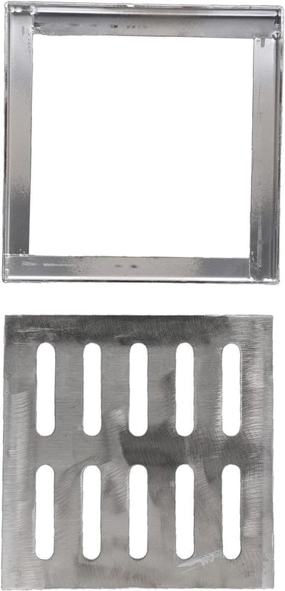 Afvoerrooster Vierkant - Gootsysteem RVS - Snelle Waterafvoer - Dubbele Rij Gaten - 150 x 150 mm - Zilverkleurig