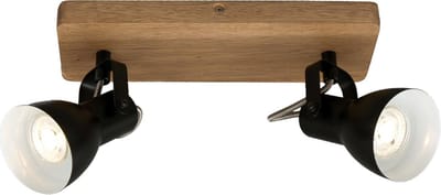 BRILONER ARBO - Plafondlamp - spot draaibaar - 2-lichts GU10 max. 35W - Materiaal: hout en Metaal - Kleur: zwart