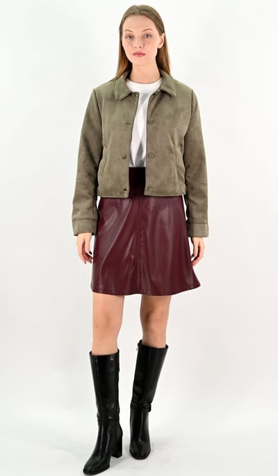 YesMooi - Faux Suede Jacket - Khaki - S (36)