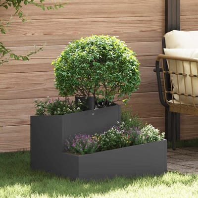 vidaXL - Plantenbak - Zwart - 60 - x - 60 - x - 50 - cm - Koudgewalst - staal