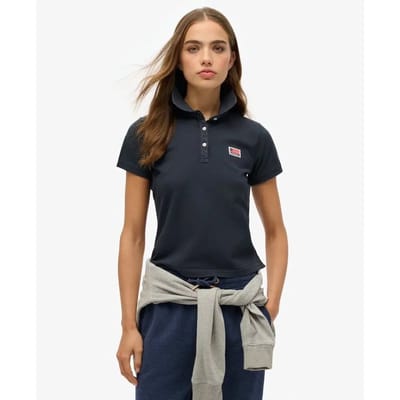 Superdry Ath Essential Graphic Korte Mouw Poloshirt Blauw 2XS Vrouw
