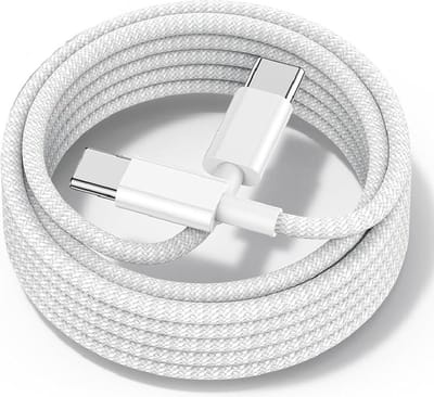 Ntech USB C naar USB C Kabel -1 meter wit - Nylon Snellader & Datasynchronisatie - Oplaadkabel Geschikt voor o.a. smartphone en tablet