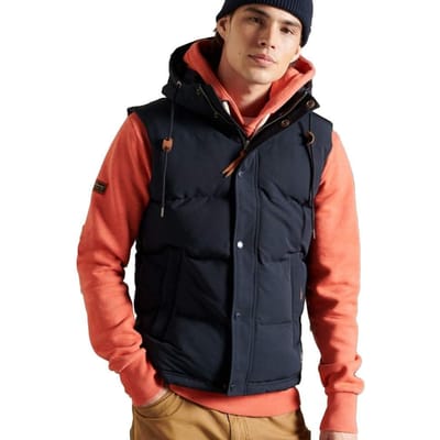 Superdry gewatteerd vest voor heren, klassiek marineblauw
