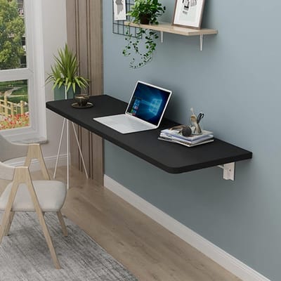 Opvouwbare wandtafel - Klapbureau - Ruimtebesparend werken - Sterk draagvermogen - 50x50cm - Zwart
