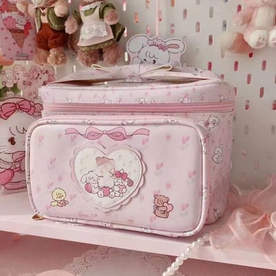 Mode Schattig Alles Make-up Tas Opbergtas Schattig Klein Dier Vierkante Handtas Vrouw roze