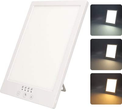 Daglichtlamp - LED Lichttherapie - Daglicht lamp - Bureaulamp - Daglicht lamp - Hobby lamp - 3 Verschillende lichtstanden - Verschillende licht temperaturen - UV-Vrij - Tussen de 2000 en 12.000 lux - 24x18 cm - Wit