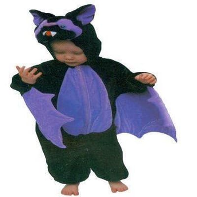 Vleermuis dierenpak verkleedkostuum voor kinderen - zwart/paars - jumpsuit - pluche stof 104