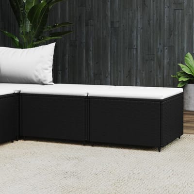 vidaXL - Voetensteunen - 2 - st - met - kussen - poly - rattan - zwart