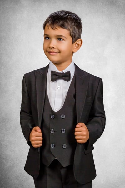Kinder smoking zwart 11jaar(146) 5delig Kinder smoking pak kinder kleding set kinderpak jongens kostuum suit communie nette slim fit pak bruidsjonker