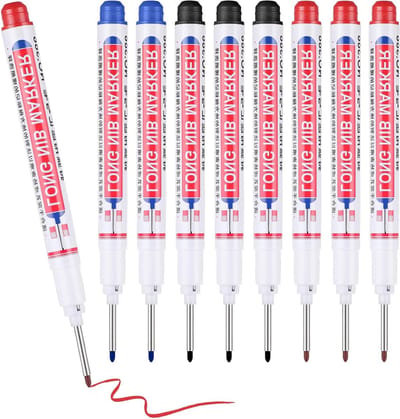 Diepe gaten markeerstiften set van 8 stuks, extra lange punt van 20mm, ideaal voor metaal, hout en tegels