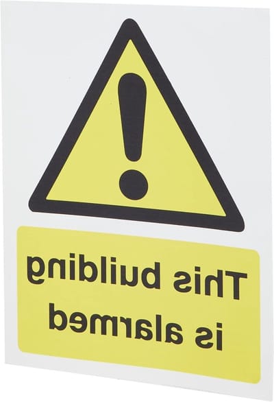 Gebouw Alarm Teken - Waarschuwingsbord - Veiligheid Aangeven - Zelfklevend Vinyl - 150x200mm - Wit Geel Zwart Beige