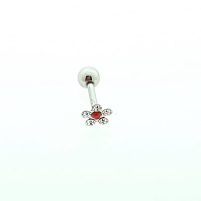 Aramat Jewels | Piercings | Rode Bloem Helix Piercing - Oor piercing | | | |6mm | Staal | Volwassenen | Verkleurd niet