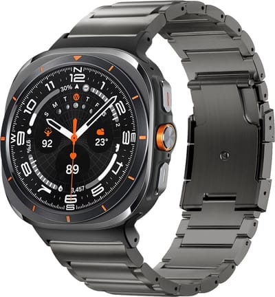 titanium schakel band ‘Classic’ geschikt voor Samsung Galaxy Watch Ultra 2 (2026) / Ultra (2024/2025) - grafiet – premium metalen horlogeband – inclusief inkortset voor perfecte pasvorm - Bandz