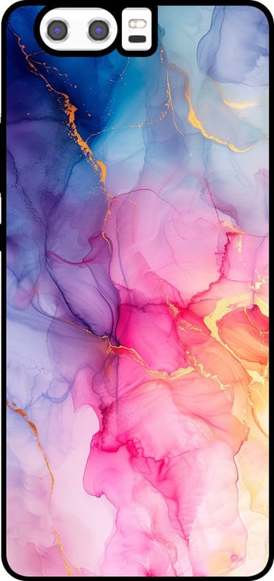 Smartphonica Telefoonhoesje Geschikt voor Huawei P10 met marmer opdruk - TPU backcover case marble design - Regenboog geschikt voor Huawei P10