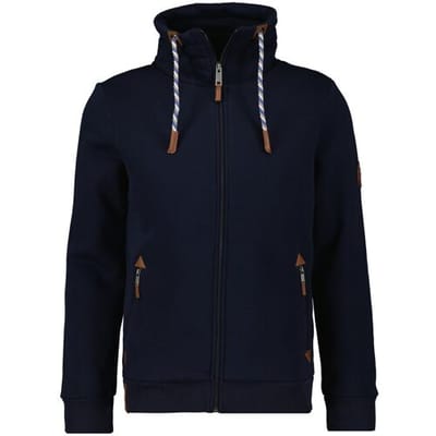 Ragman Vest High Neck Drawstring Sweat Cardigan Zip Donker Blauw / male
