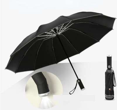 Bovista Moderne Stormparaplu - Windproof Paraplu - Stormproef - Opvouwbaar - Zaklamp - Automatisch Uitklapbaar - Umbrella - Rood
