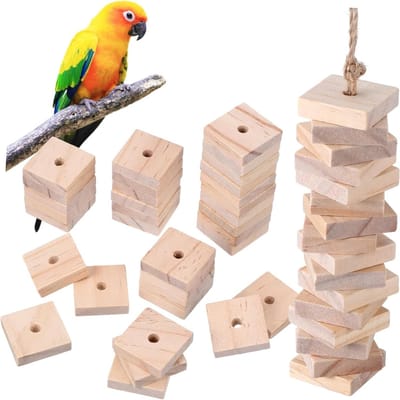 Papegaai Knaagblokken - Vogel Speelblokken - Snavel Onderhoud - Natuurlijk Hout - 30 Stuks - Lichtgeel